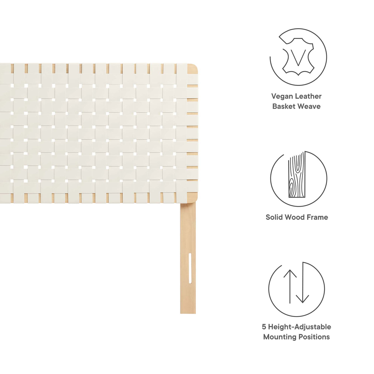 Bravura Strapped Full Headboard, Natural Wood & Beige