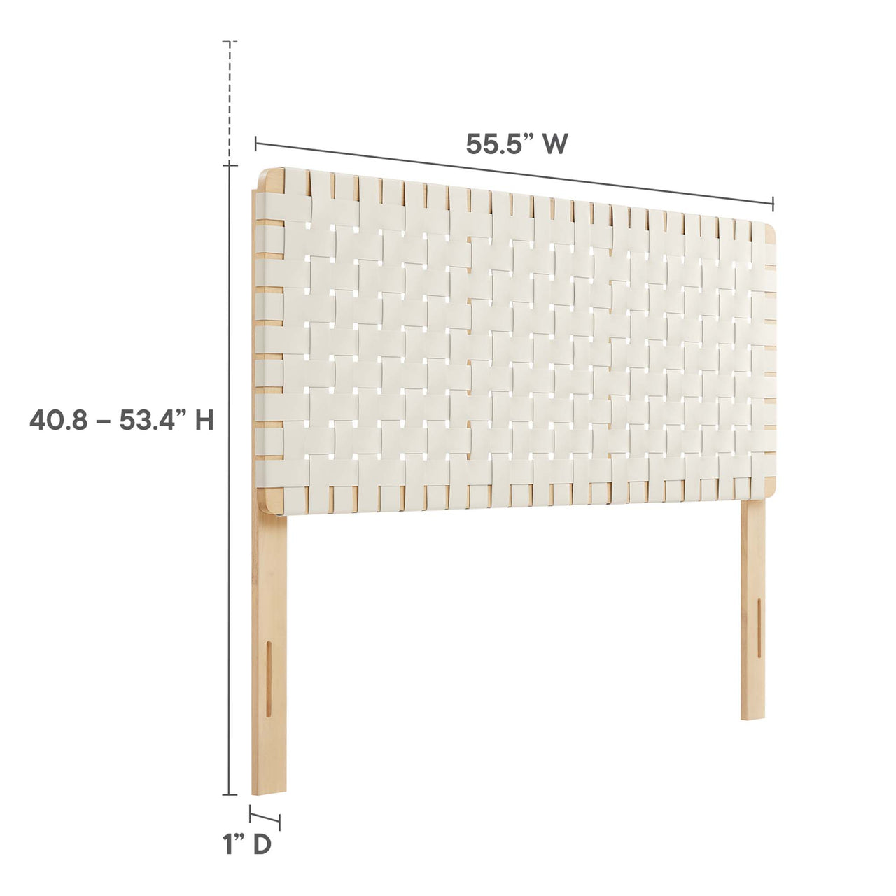 Bravura Strapped Full Headboard, Natural Wood & Beige