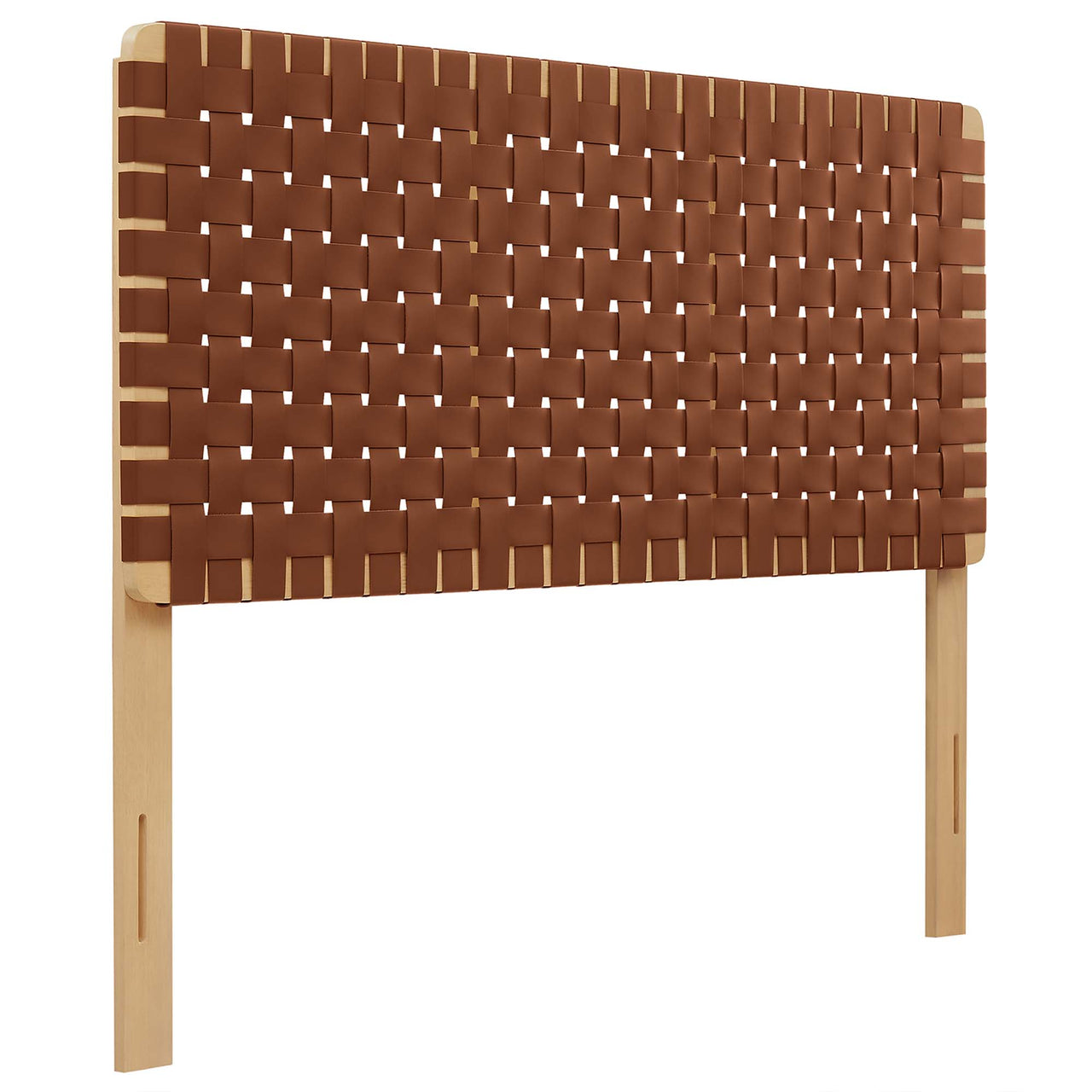 Bravura Strapped Full Headboard, Natural Wood & Brown