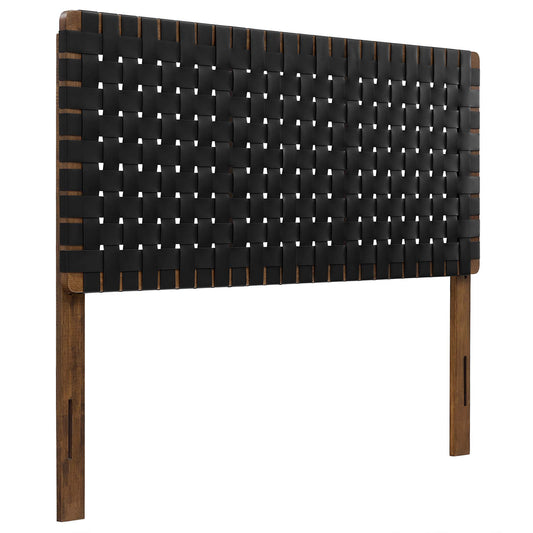 Bravura Strapped Full Headboard, Walnut & Black