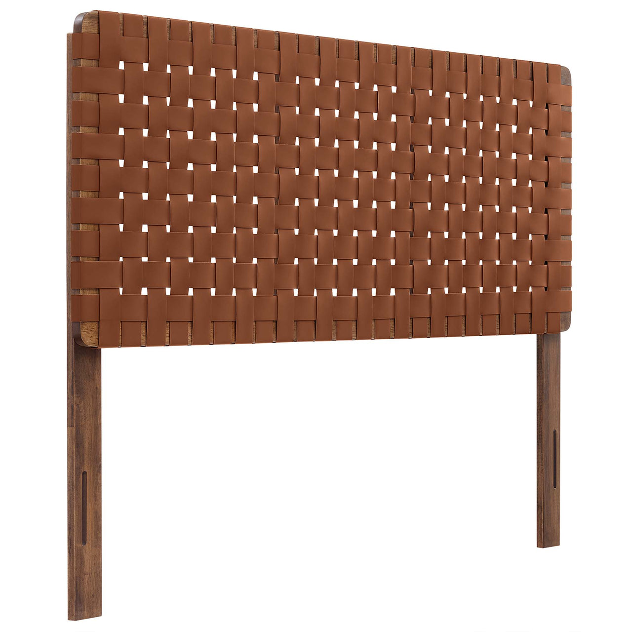 Bravura Strapped Full Headboard, Walnut & Brown