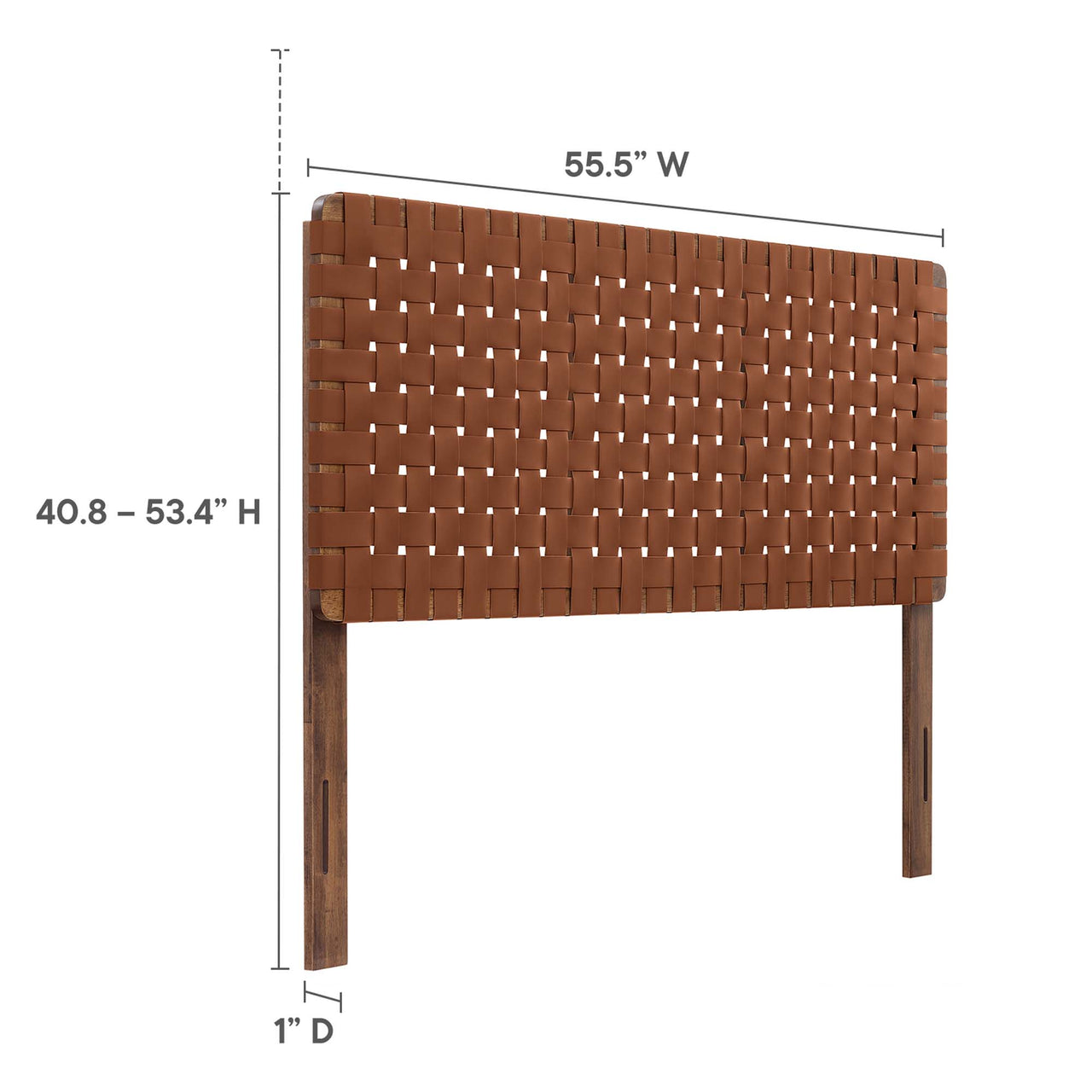 Bravura Strapped Full Headboard, Walnut & Brown