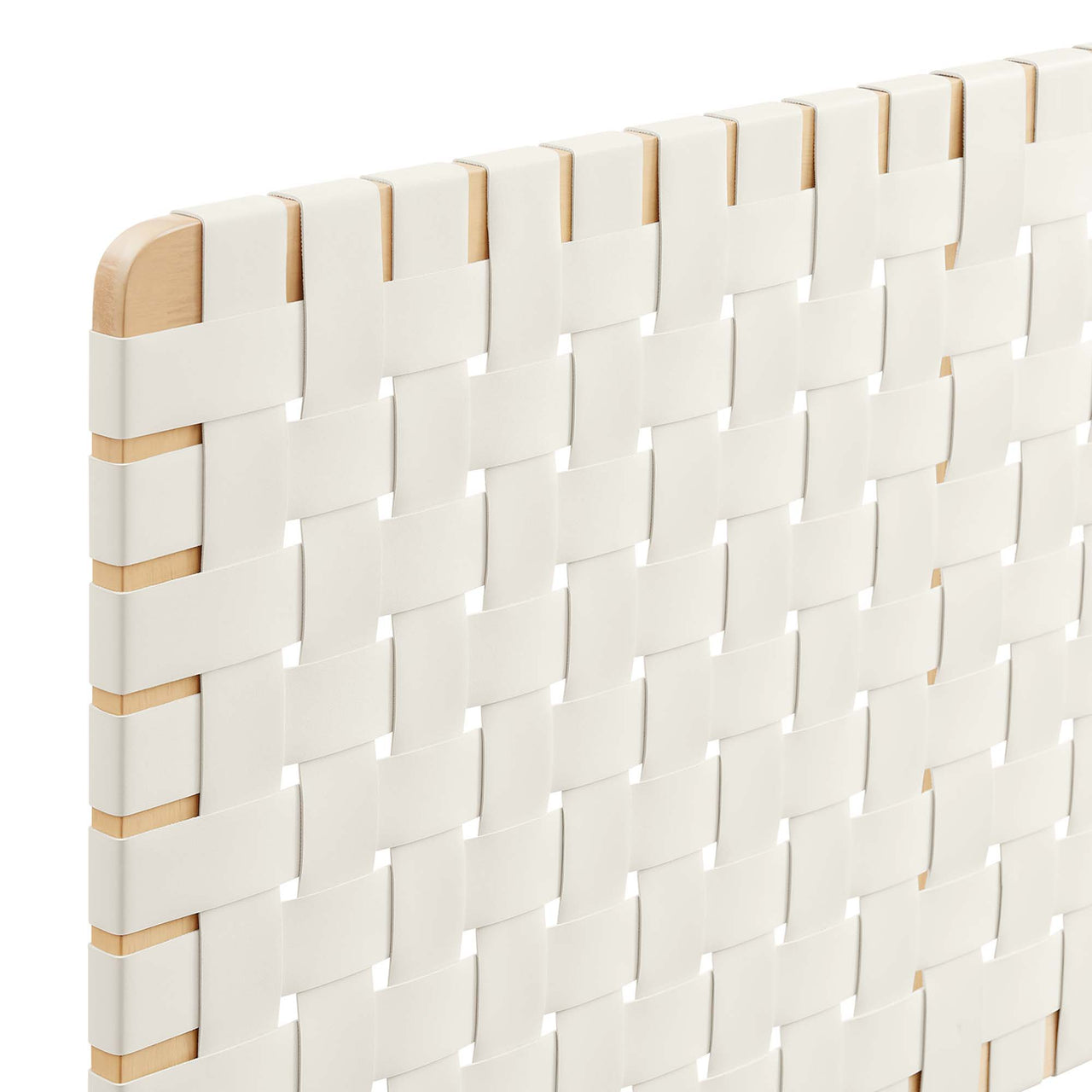 Bravura Floating Strapped Queen Headboard, Natural Wood & Beige