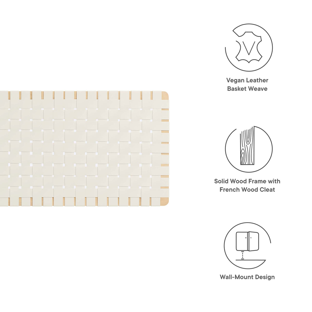 Bravura Floating Strapped Queen Headboard, Natural Wood & Beige