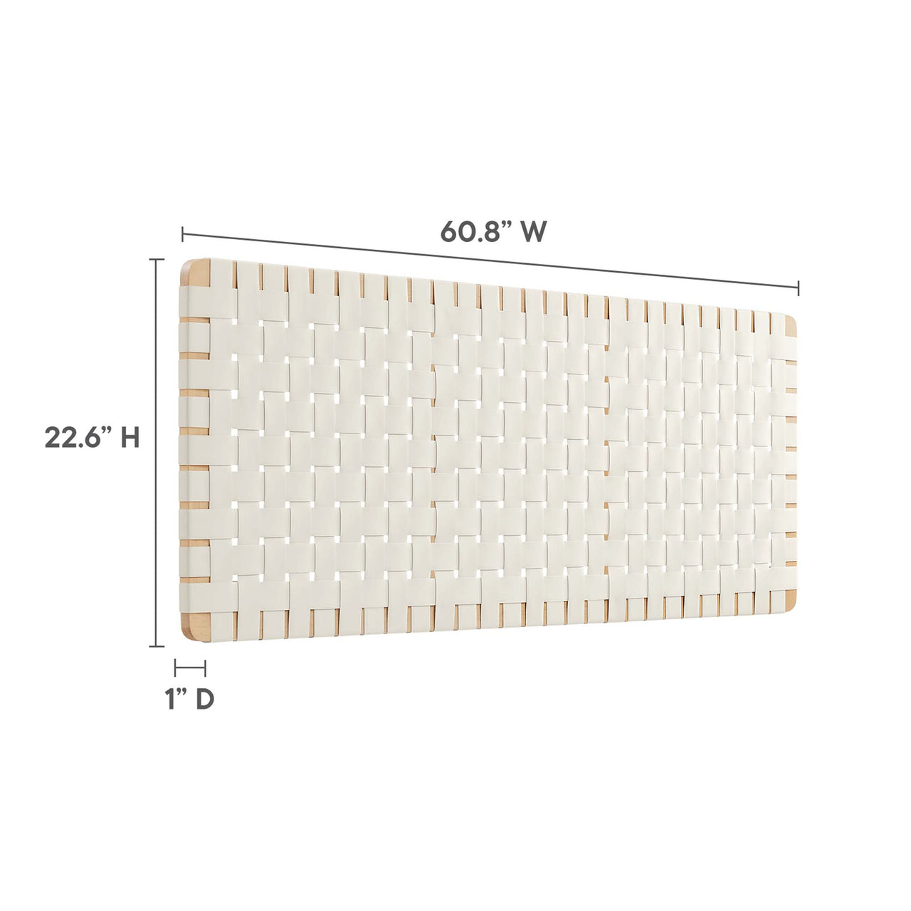 Bravura Floating Strapped Queen Headboard, Natural Wood & Beige