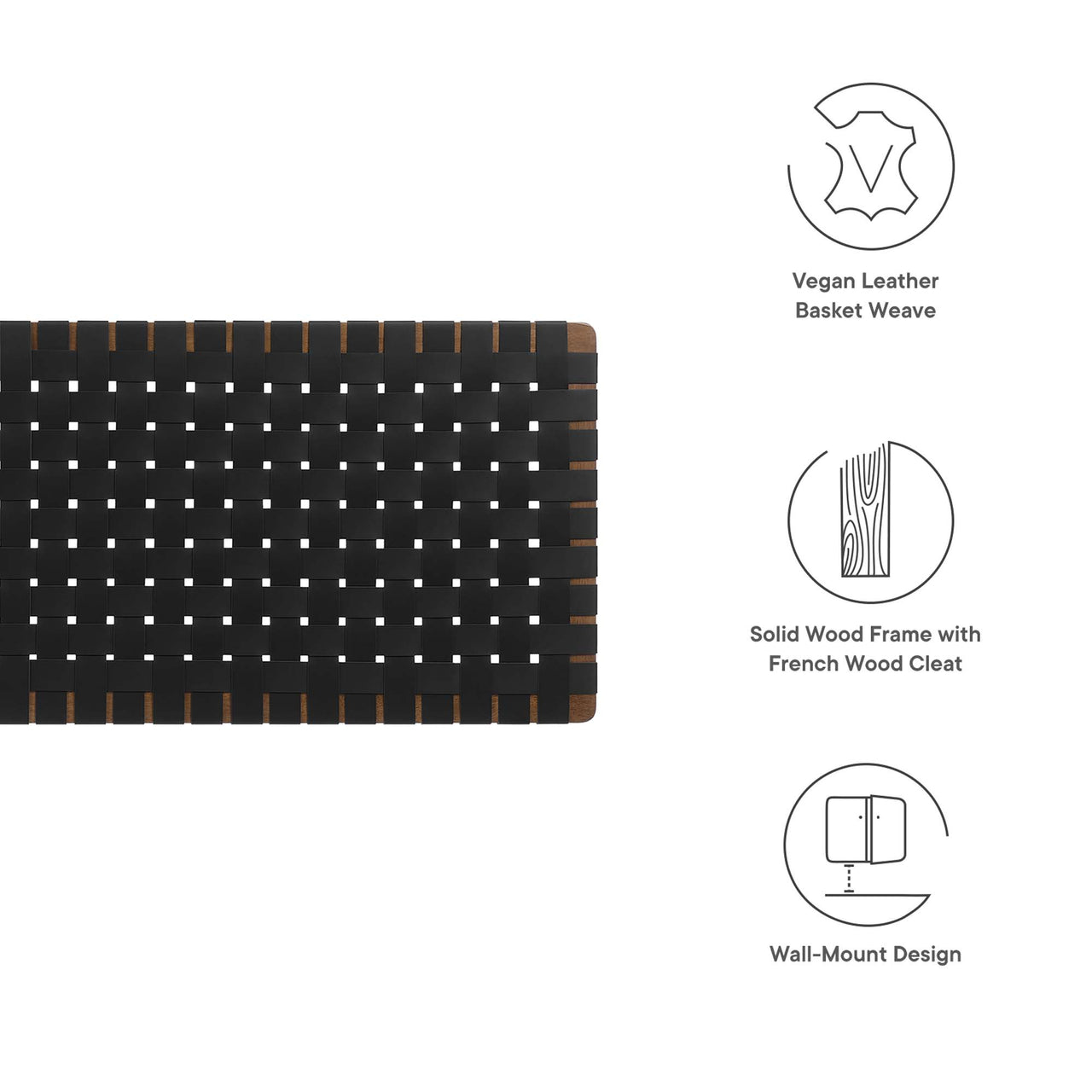 Bravura Floating Strapped Queen Headboard, Walnut & Black