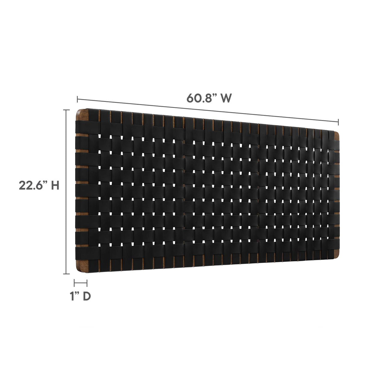 Bravura Floating Strapped Queen Headboard, Walnut & Black