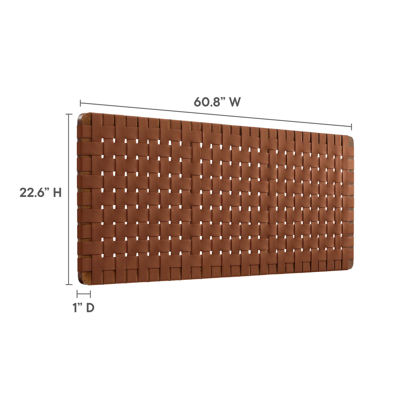 Bravura Floating Strapped Queen Headboard, Walnut & Brown