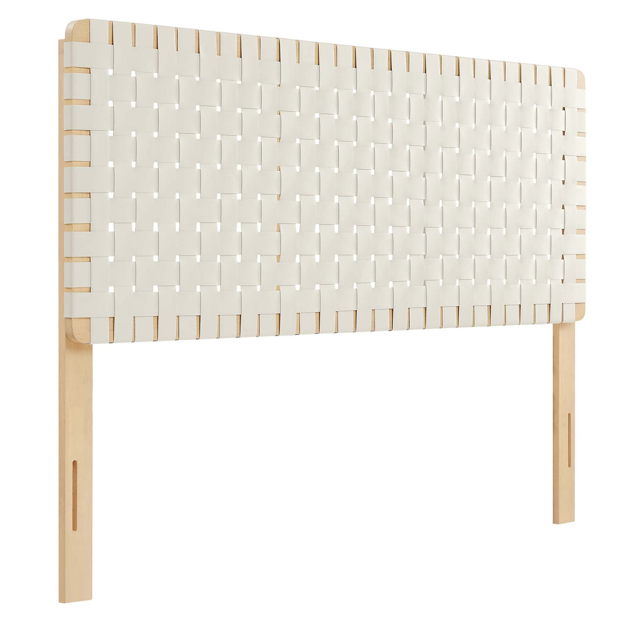 Bravura Strapped Queen Headboard, Natural Wood & Beige