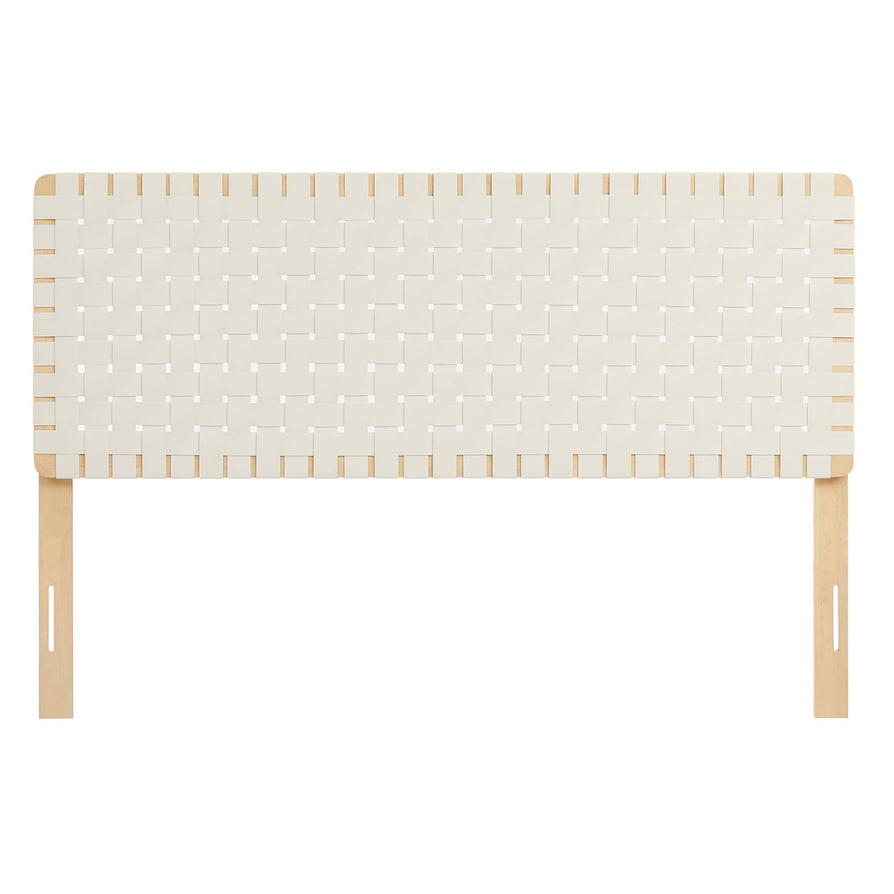 Bravura Strapped Queen Headboard, Natural Wood & Beige