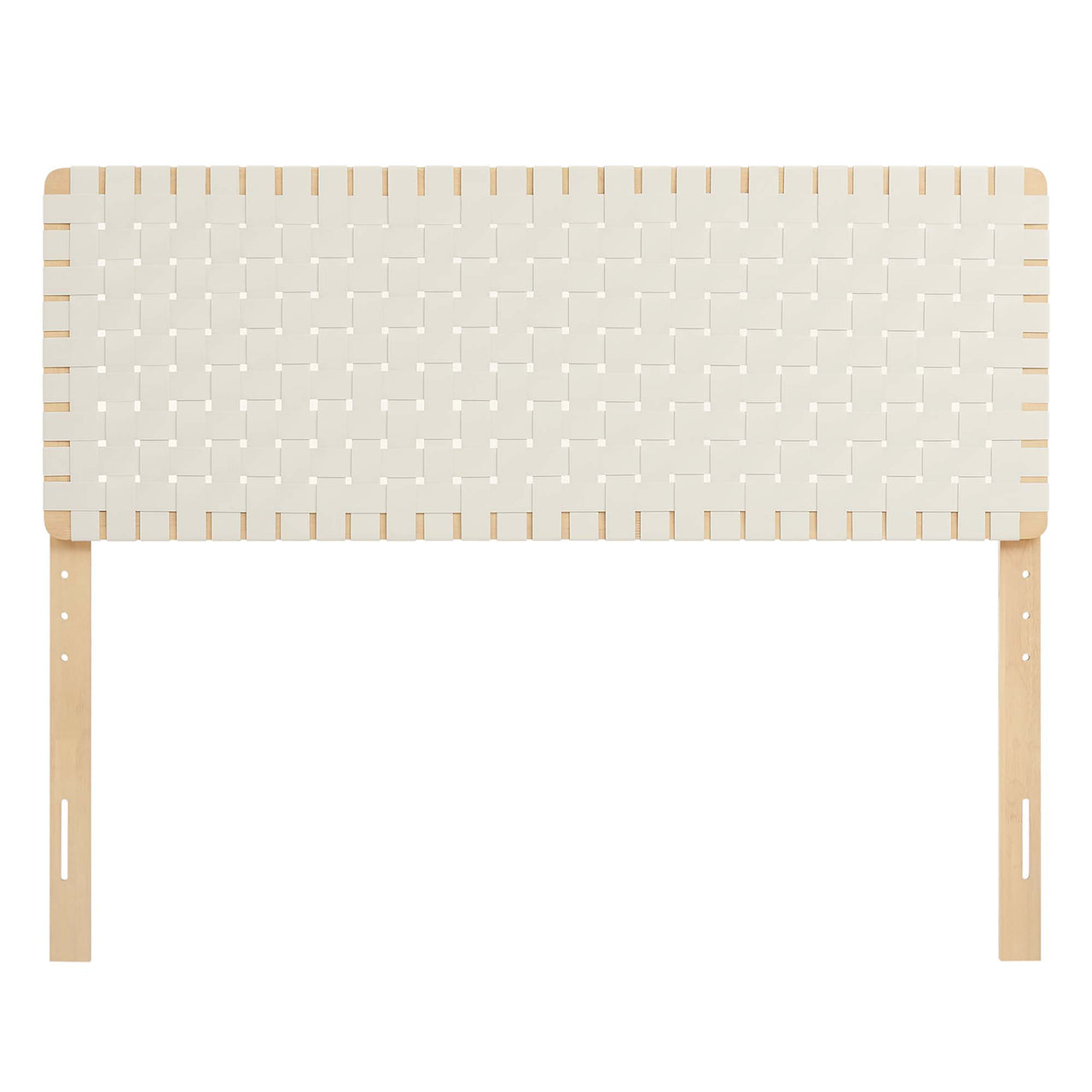 Bravura Strapped Queen Headboard, Natural Wood & Beige