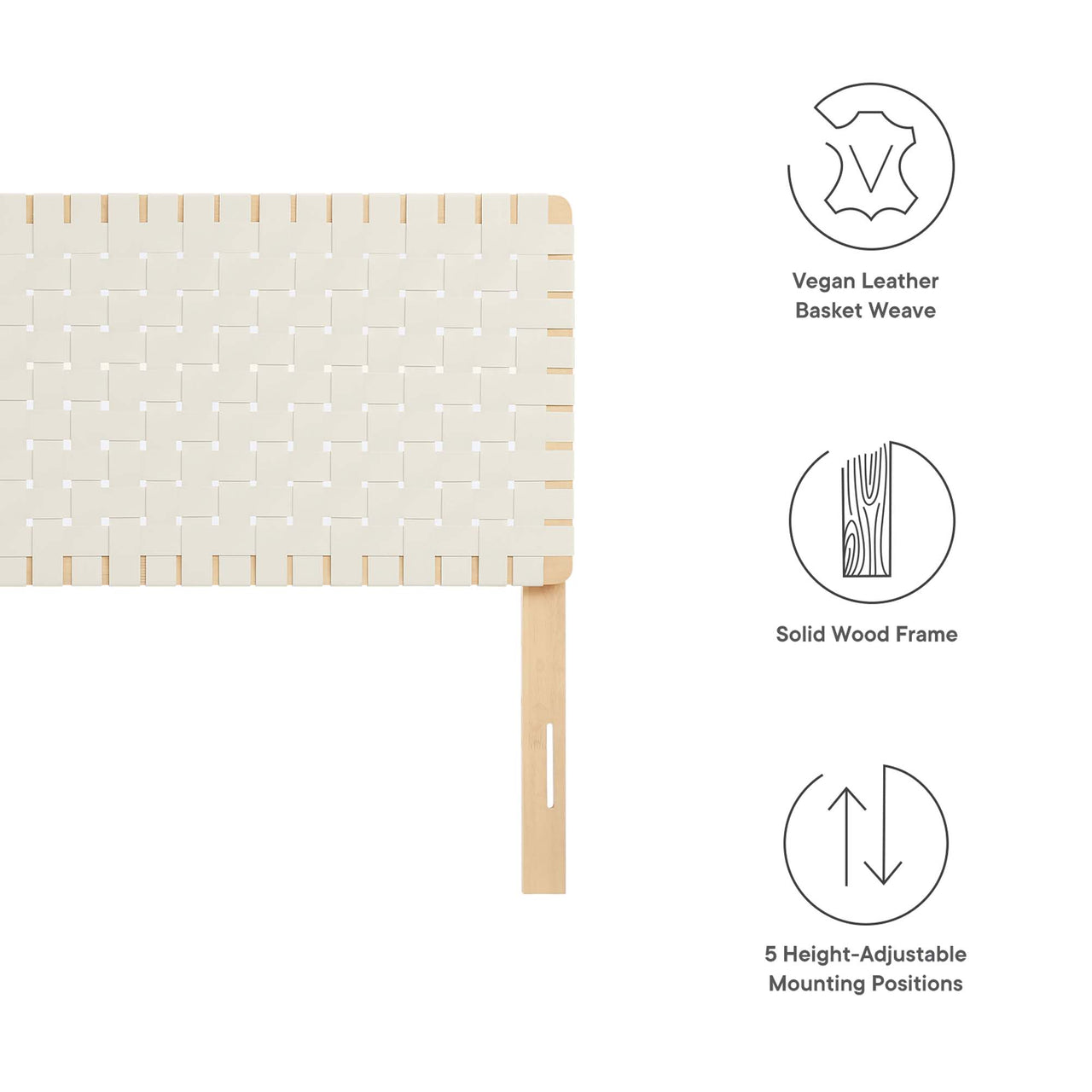 Bravura Strapped Queen Headboard, Natural Wood & Beige