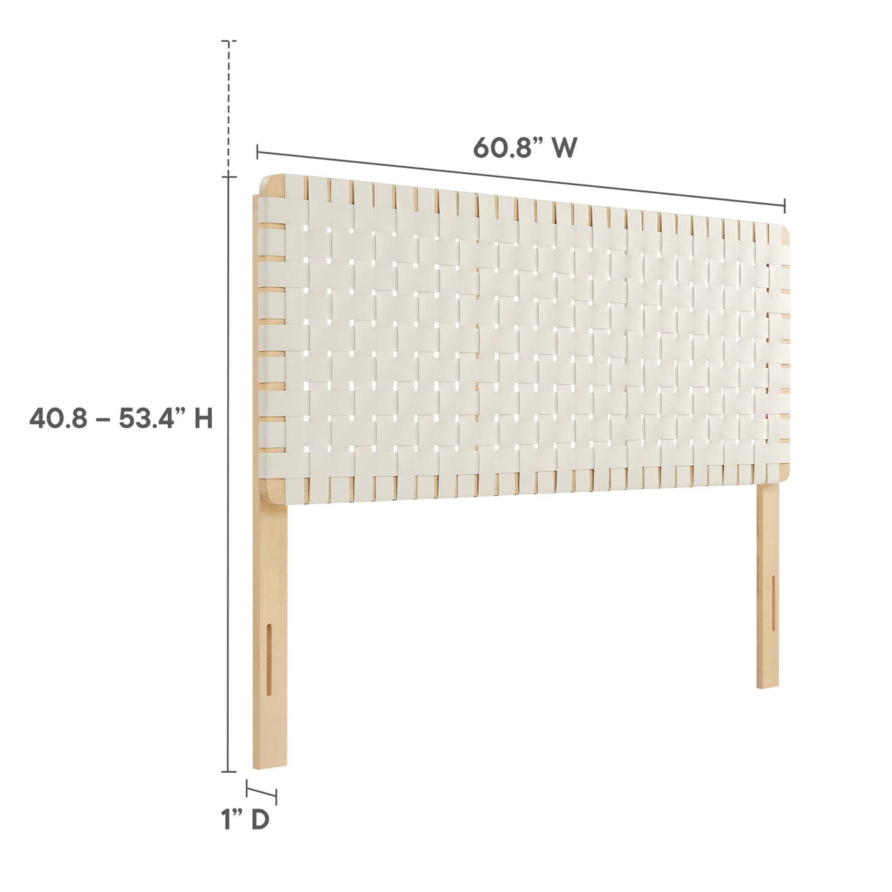 Bravura Strapped Queen Headboard, Natural Wood & Beige