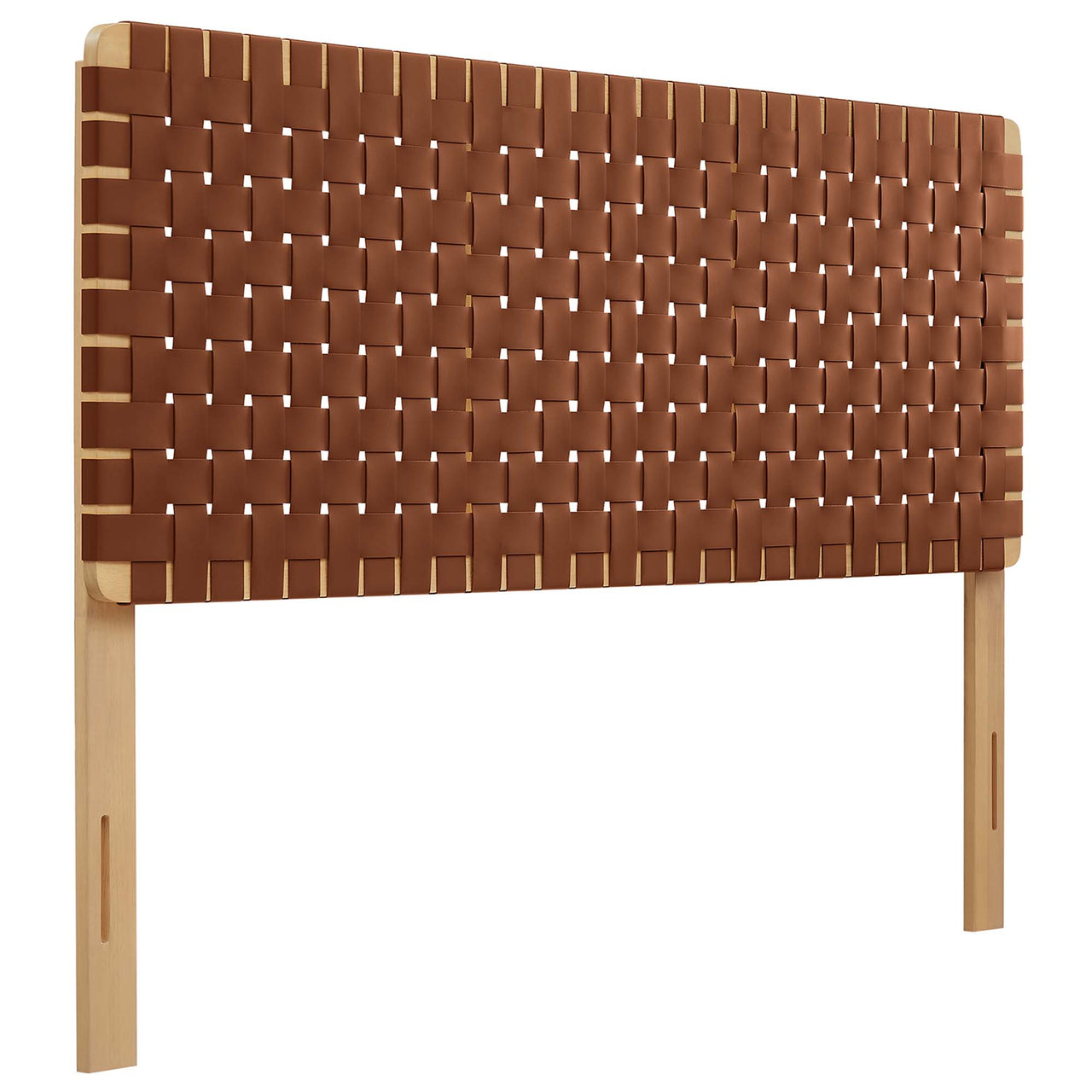 Bravura Strapped Queen Headboard, Natural Wood & Brown