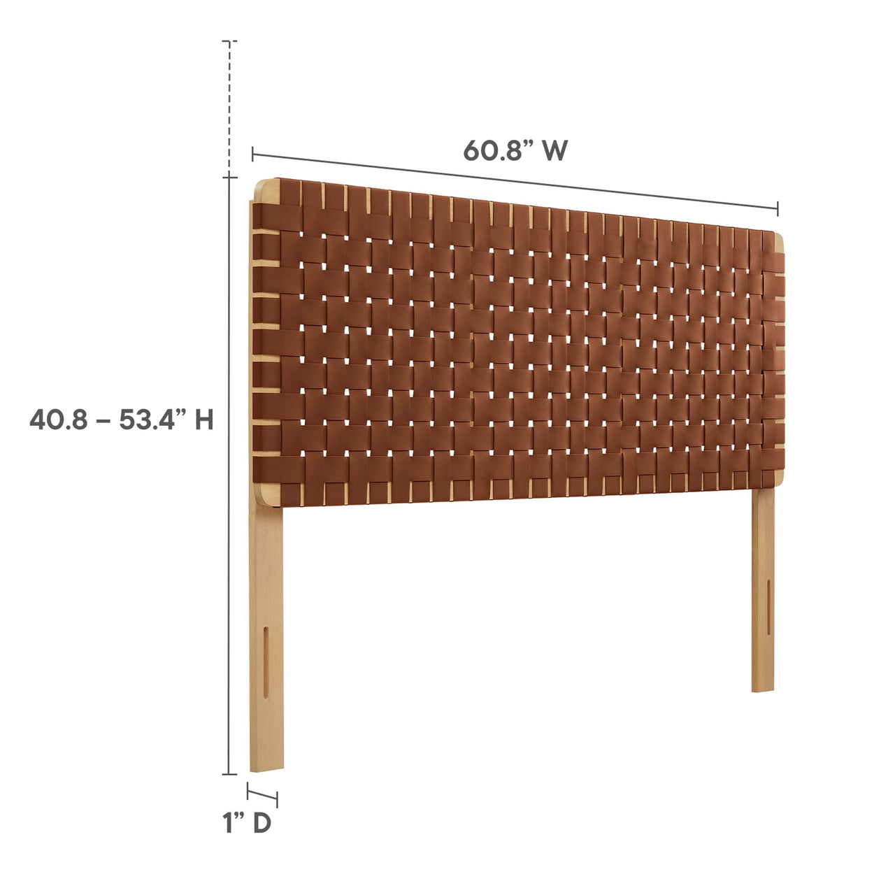 Bravura Strapped Queen Headboard, Natural Wood & Brown