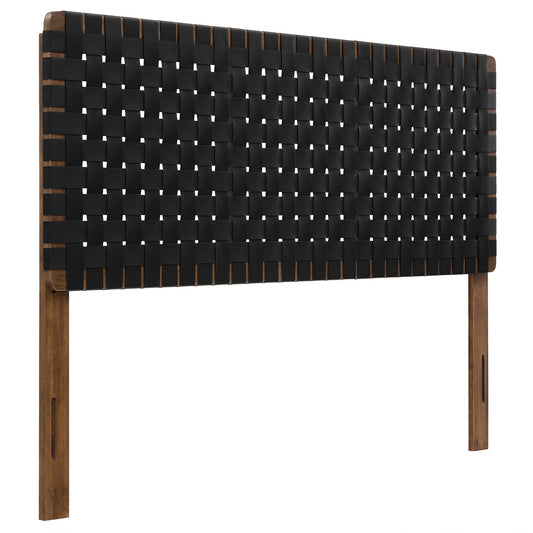 Bravura Strapped Queen Headboard, Walnut & Black