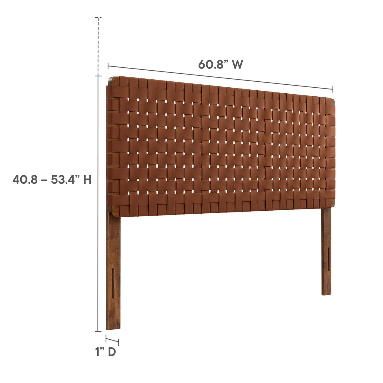 Bravura Strapped Queen Headboard, Walnut & Brown
