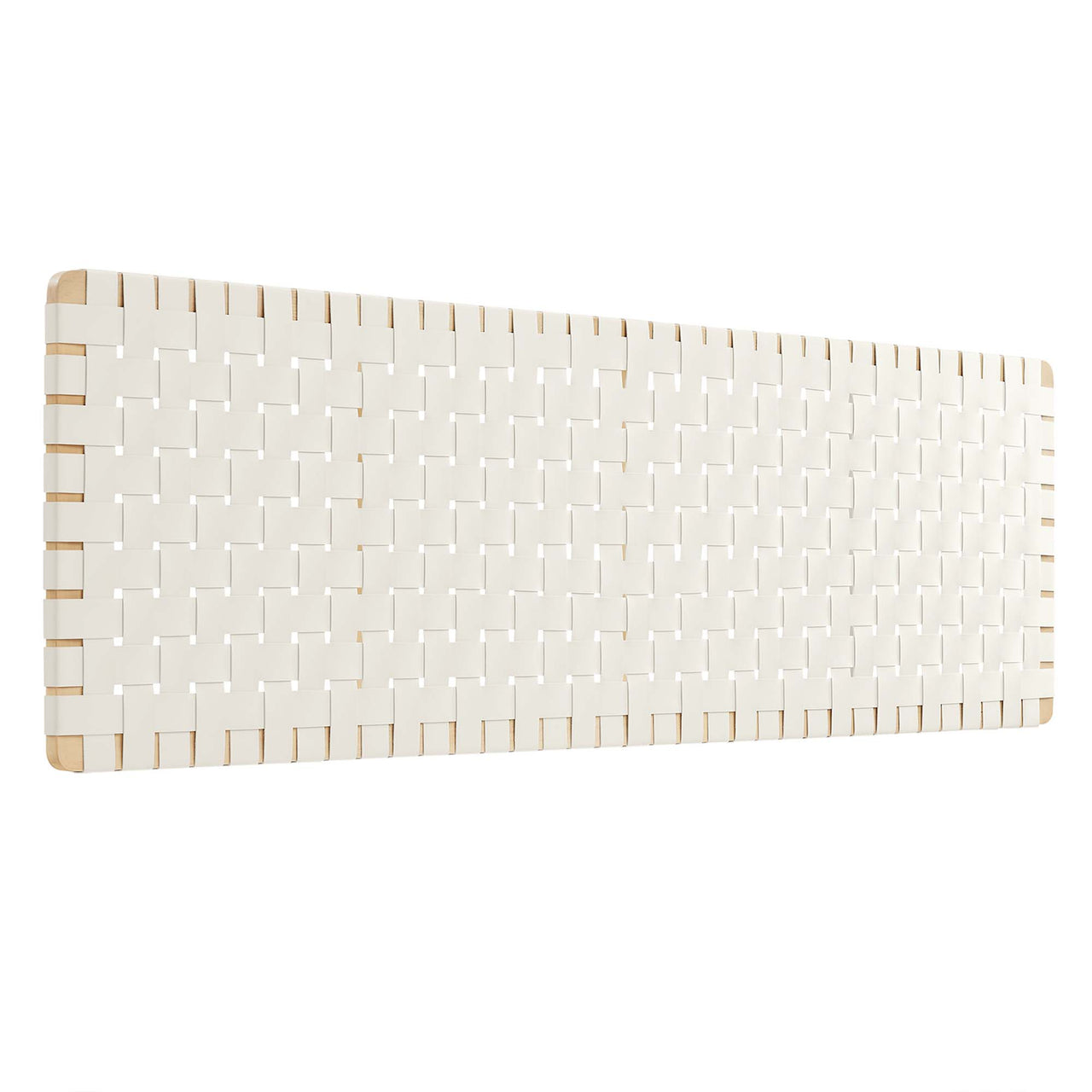 Bravura Floating Strapped King Headboard, Natural Wood & Beige