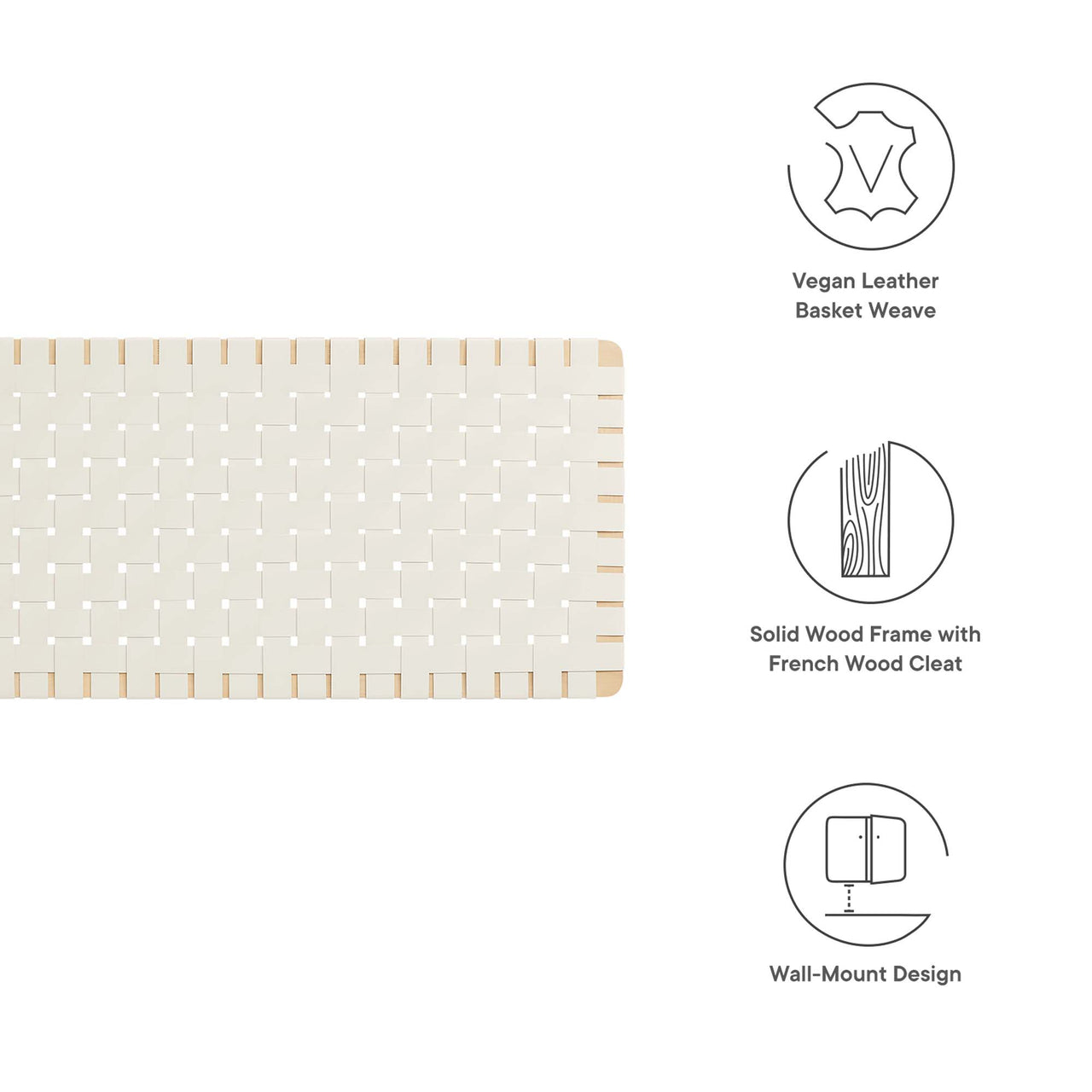 Bravura Floating Strapped King Headboard, Natural Wood & Beige