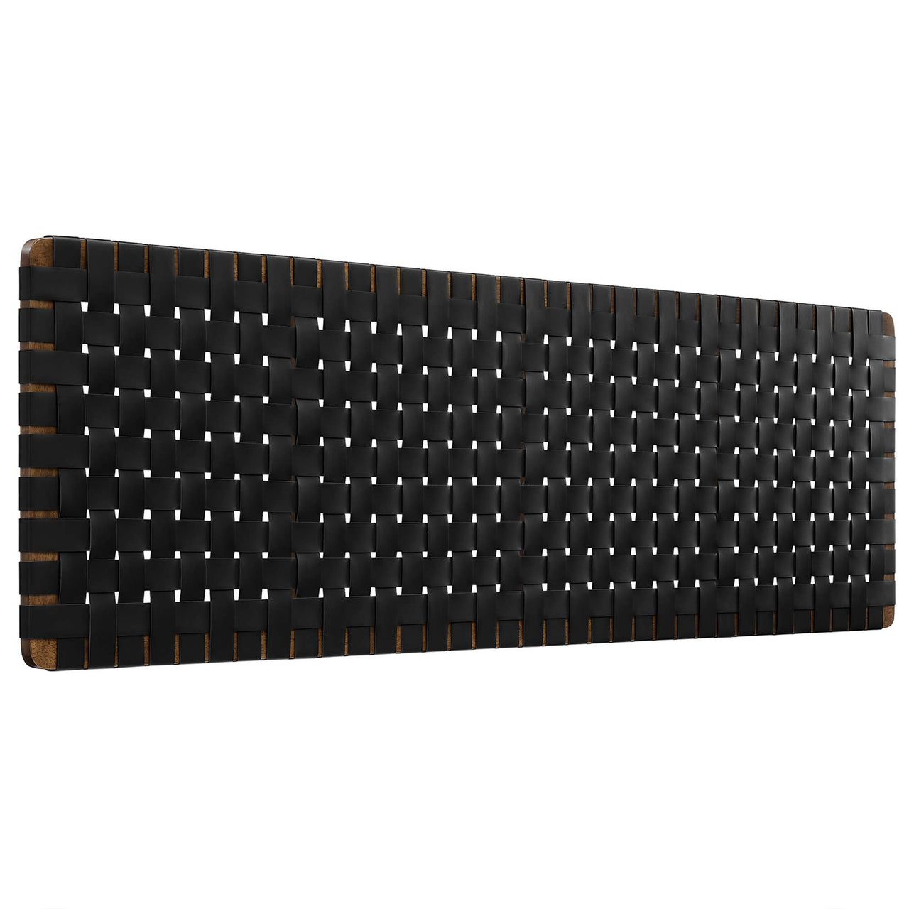 Bravura Floating Strapped King Headboard, Walnut & Black