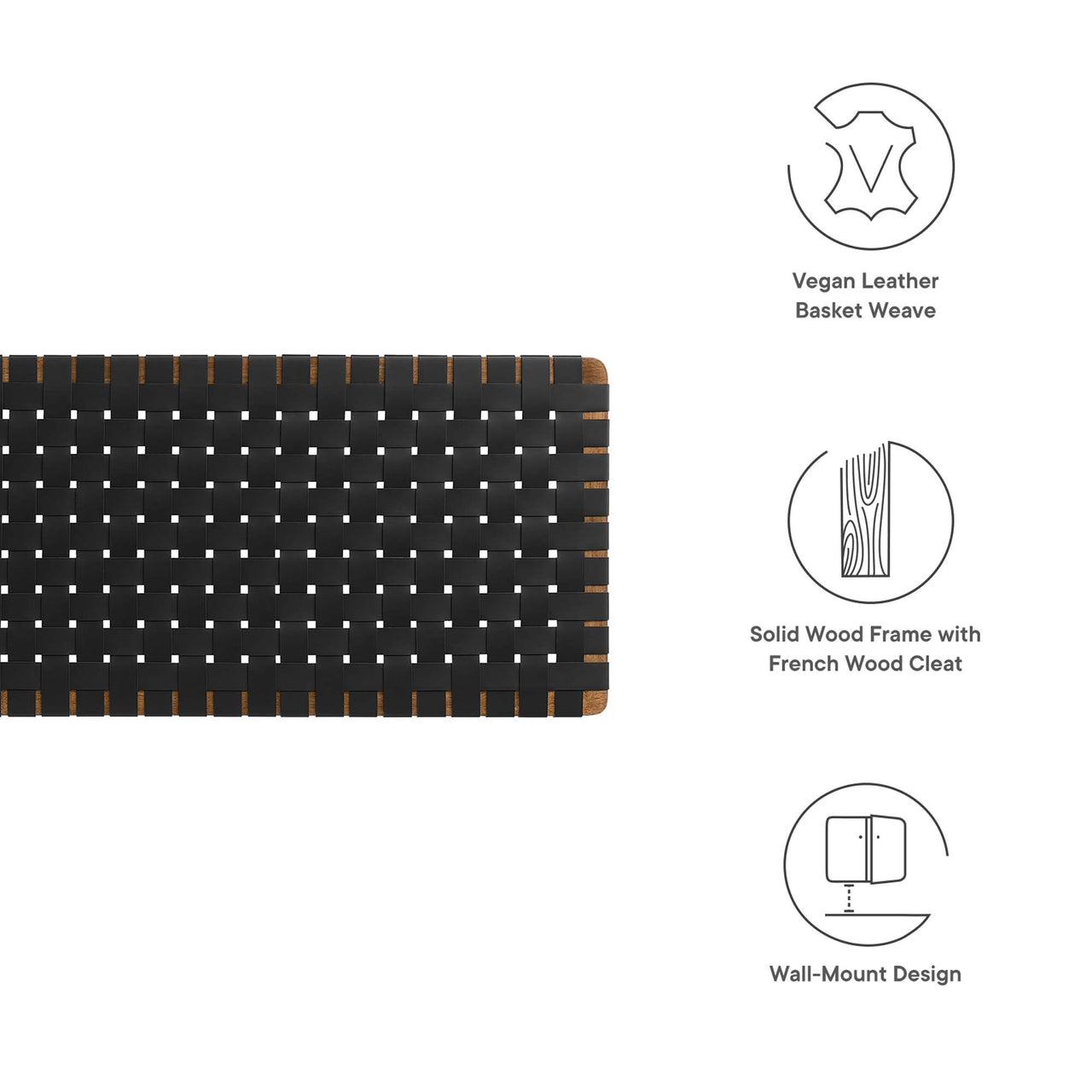 Bravura Floating Strapped King Headboard, Walnut & Black