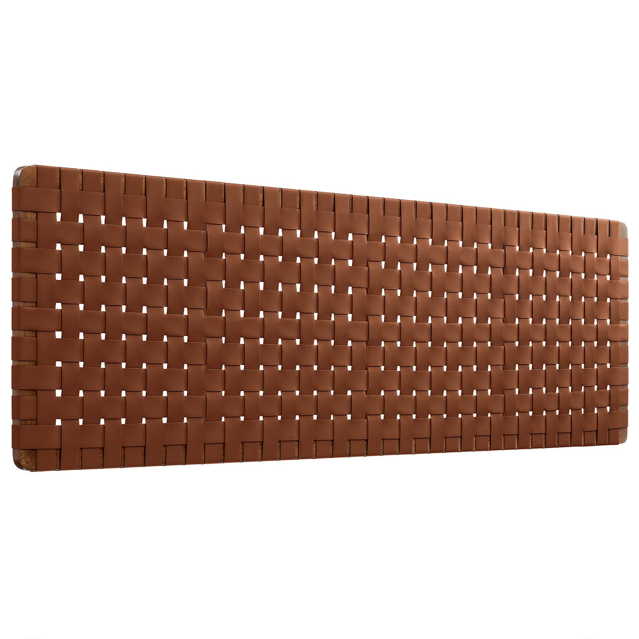 Bravura Floating Strapped King Headboard, Walnut & Brown