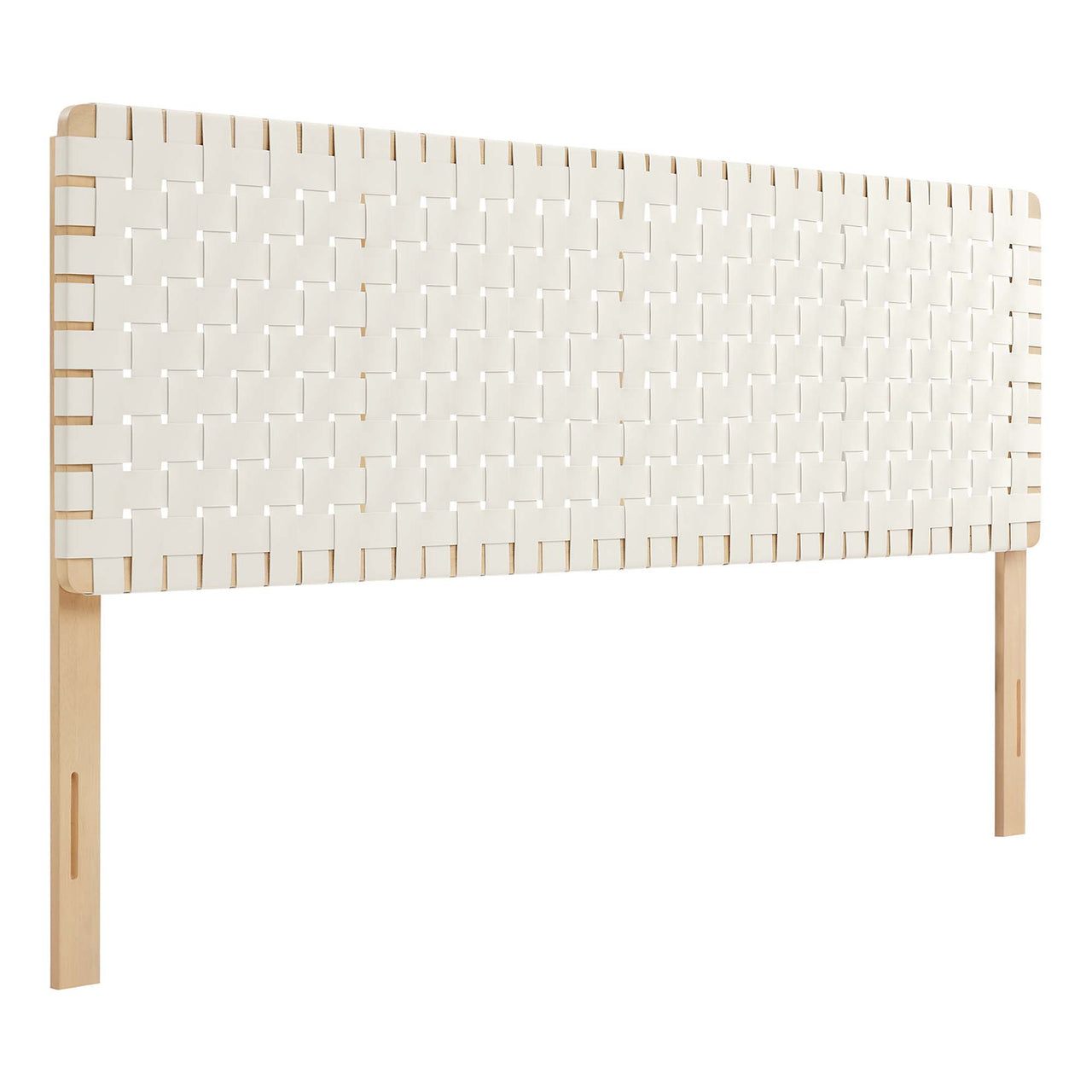 Bravura Strapped King Headboard, Natural Wood & Beige