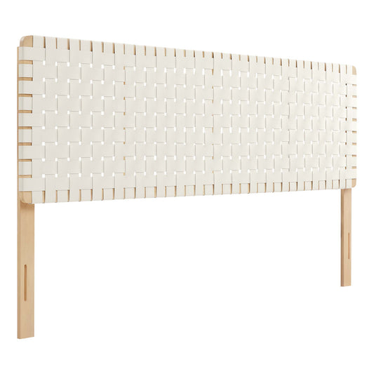 Bravura Strapped King Headboard, Natural Wood & Beige