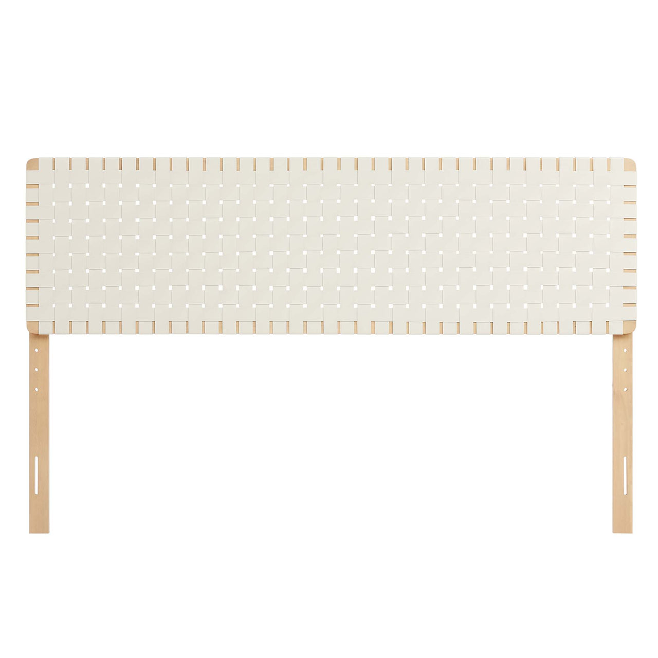 Bravura Strapped King Headboard, Natural Wood & Beige