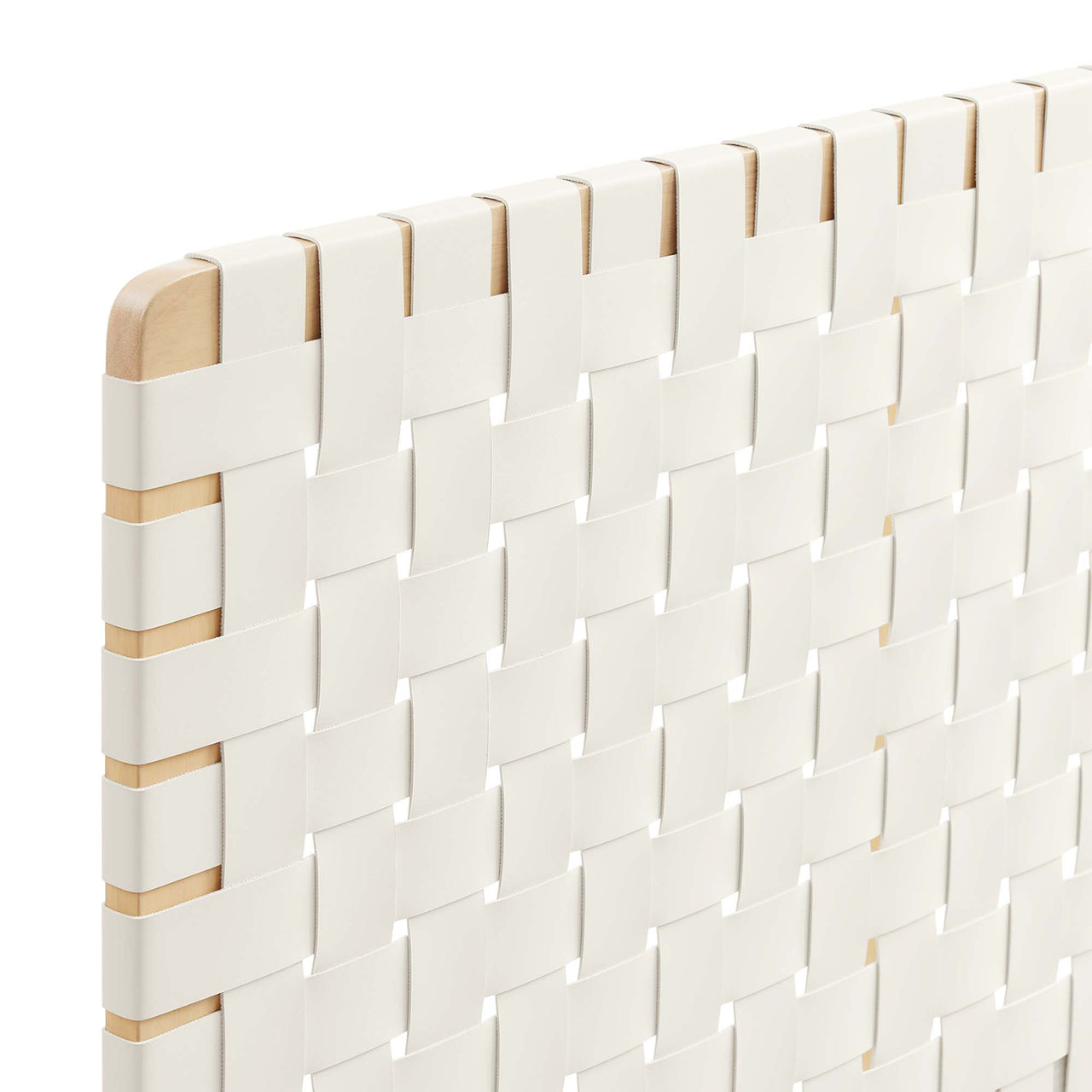 Bravura Strapped King Headboard, Natural Wood & Beige