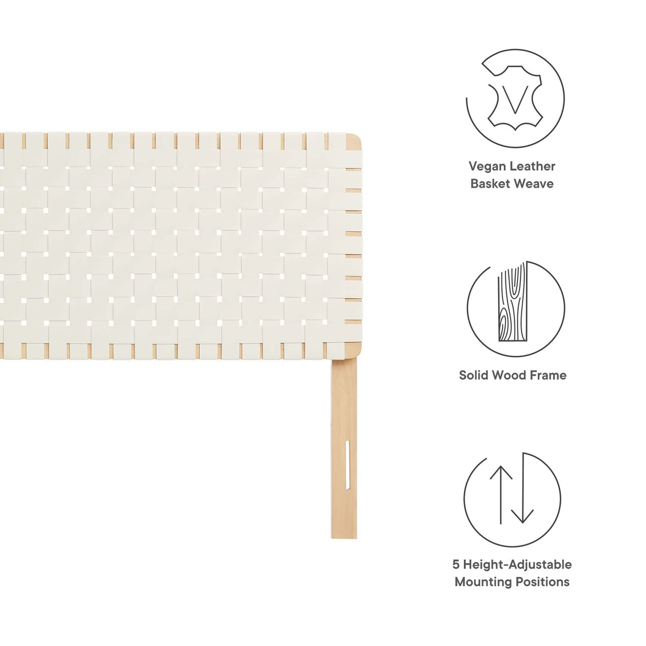 Bravura Strapped King Headboard, Natural Wood & Beige