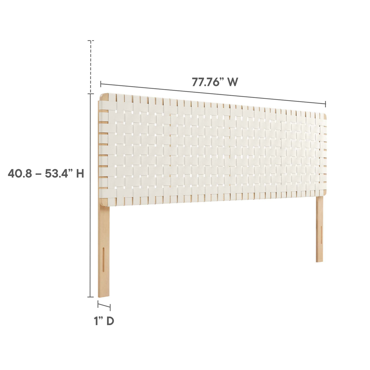 Bravura Strapped King Headboard, Natural Wood & Beige
