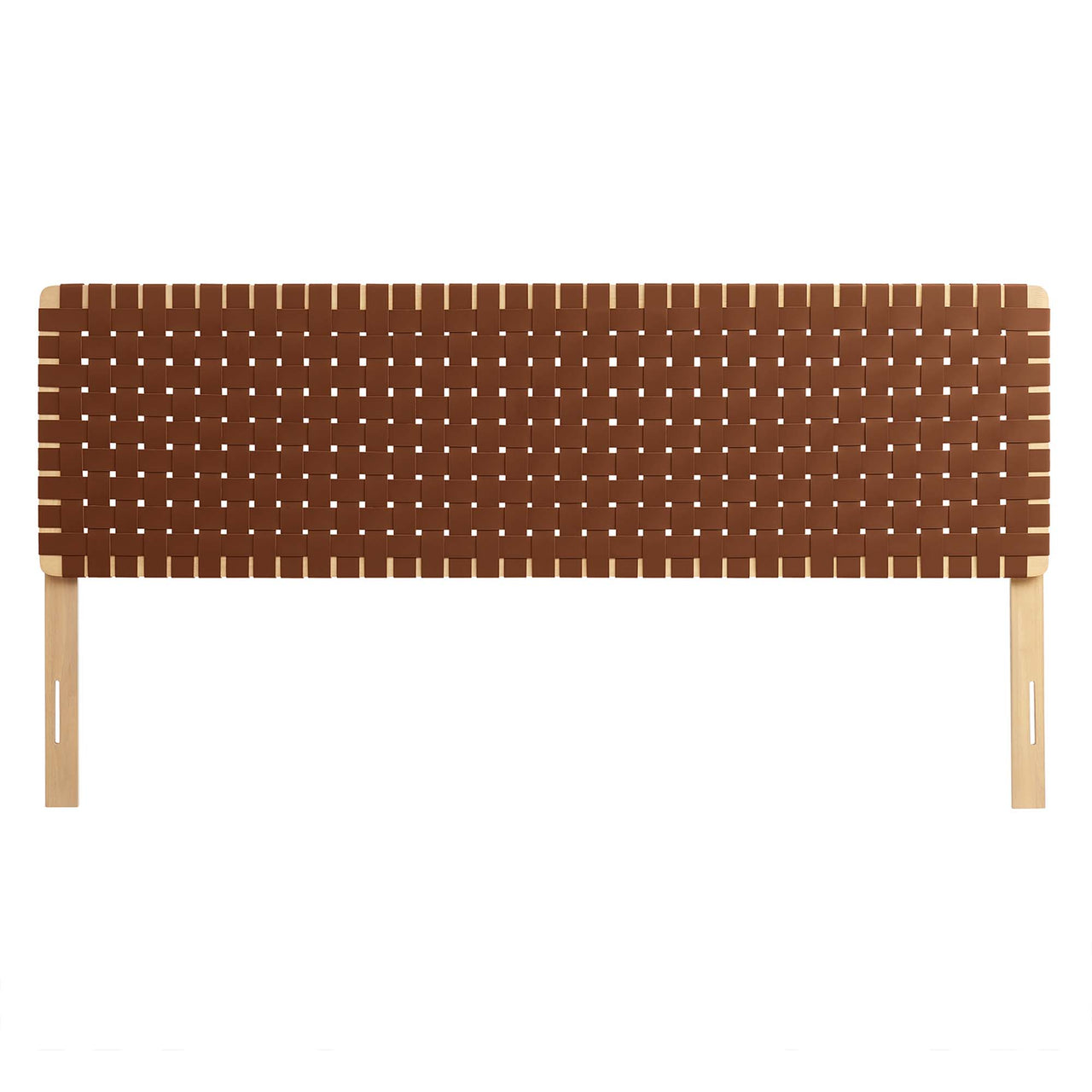 Bravura Strapped King Headboard, Natural Wood & Brown