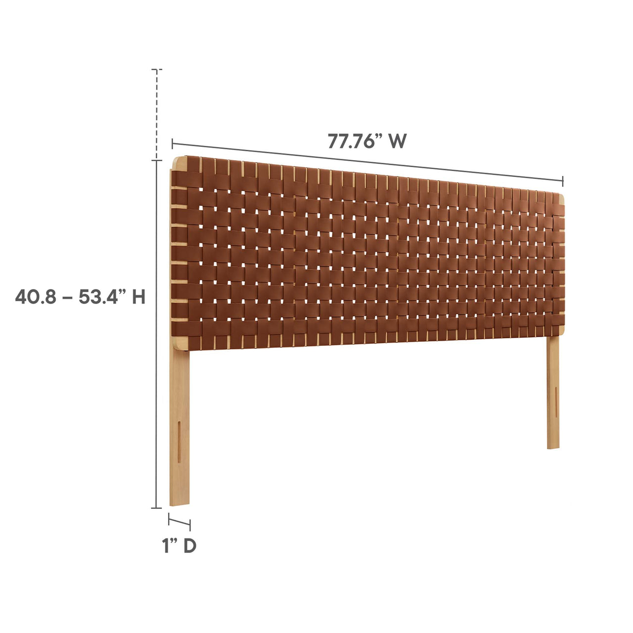 Bravura Strapped King Headboard, Natural Wood & Brown