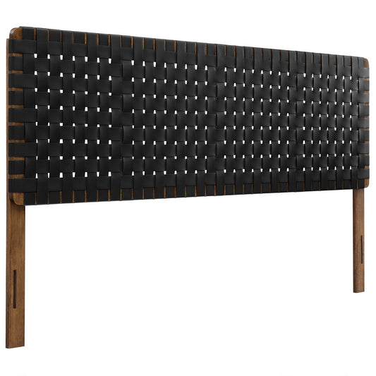 Bravura Strapped King Headboard, Walnut & Black