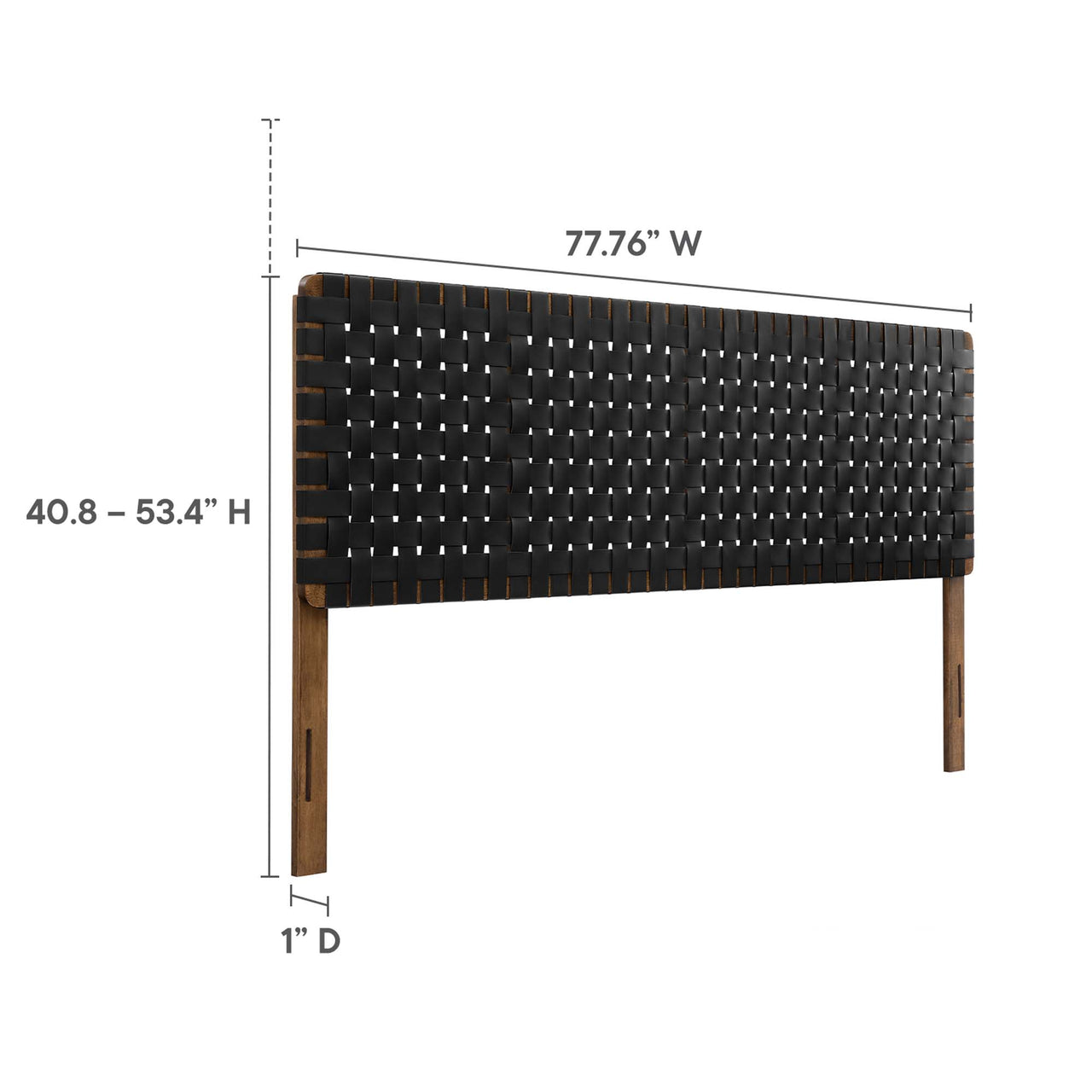 Bravura Strapped King Headboard, Walnut & Black