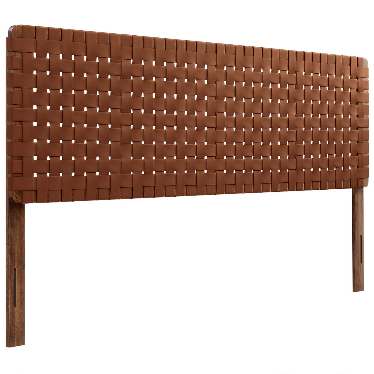 Bravura Strapped King Headboard, Walnut & Brown