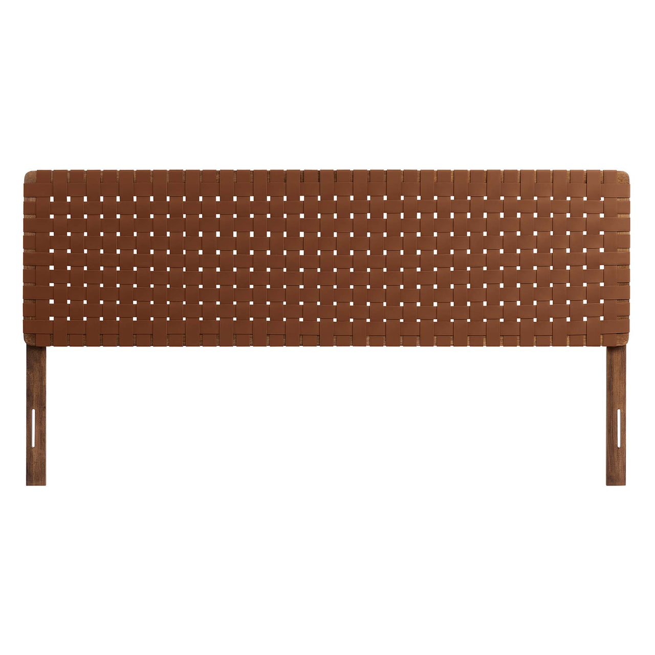 Bravura Strapped King Headboard, Walnut & Brown