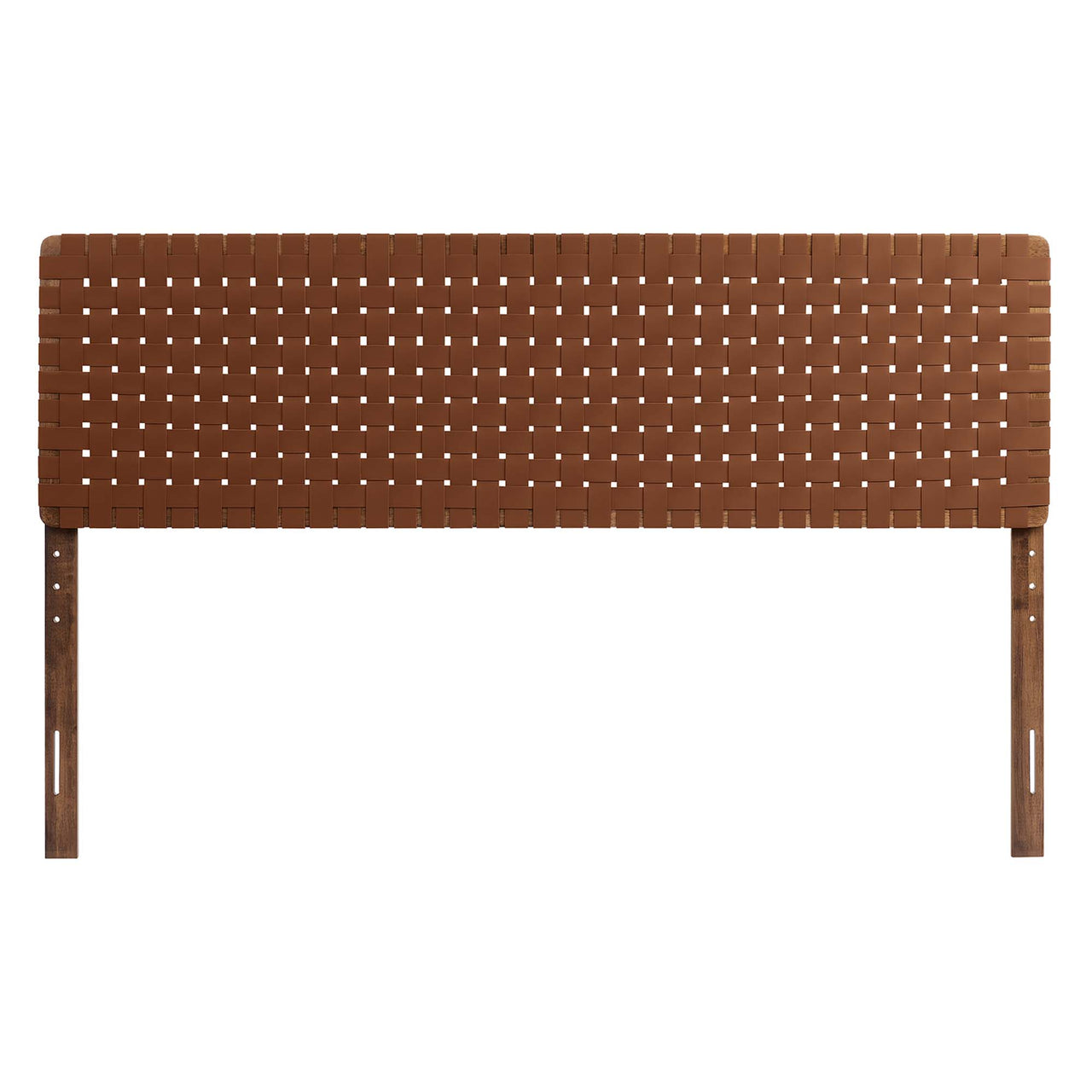 Bravura Strapped King Headboard, Walnut & Brown