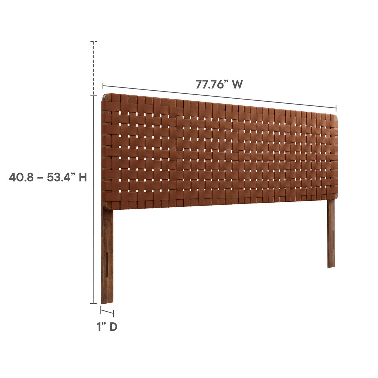 Bravura Strapped King Headboard, Walnut & Brown