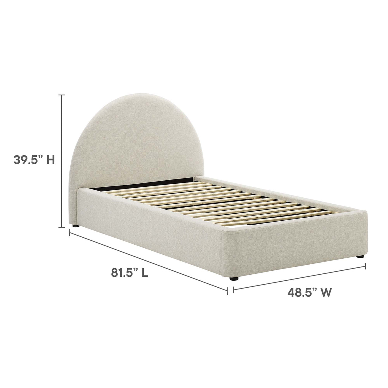 Moonrise Fabric Twin Platform Bed, Ivory