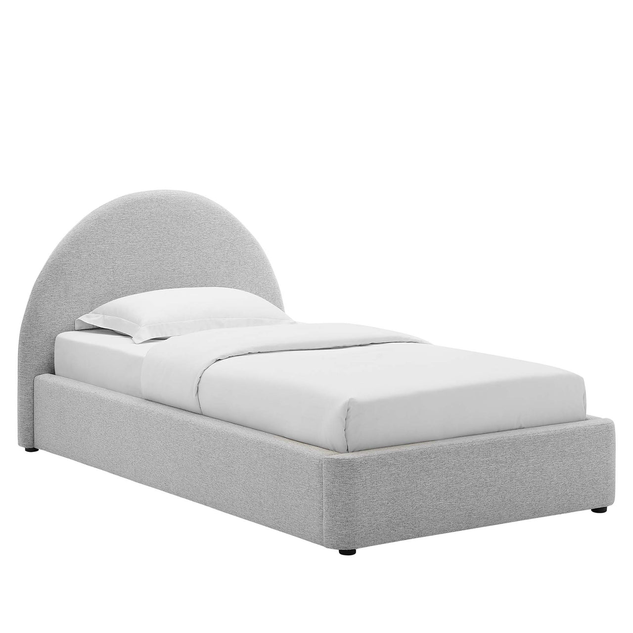 Moonrise Fabric Twin Platform Bed, Light Gray