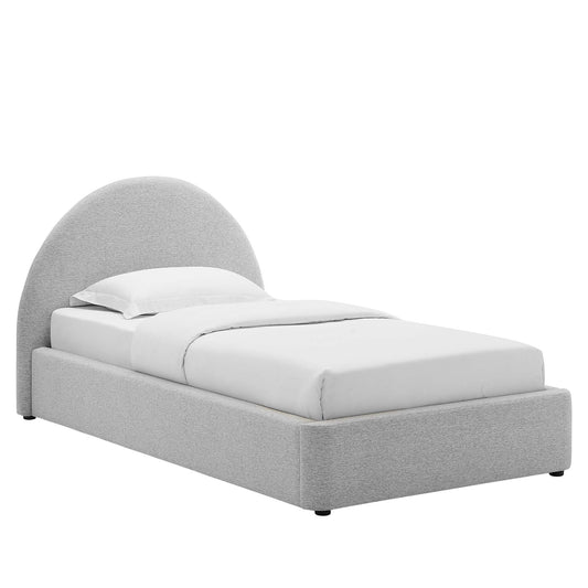 Moonrise Fabric Twin Platform Bed, Light Gray