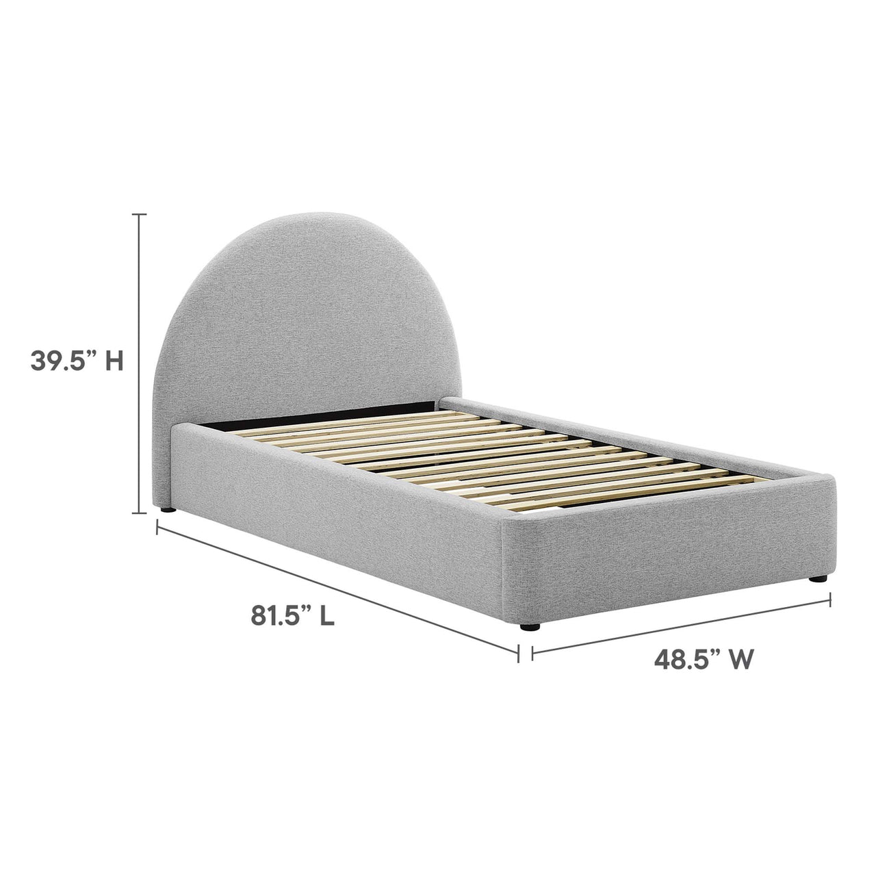 Moonrise Fabric Twin Platform Bed, Light Gray