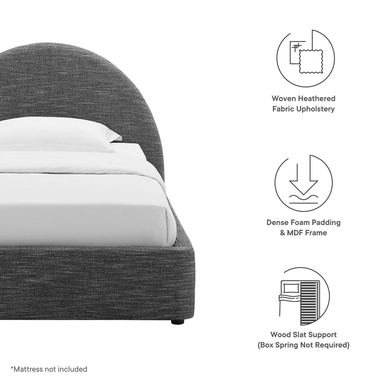 Moonrise Fabric Twin Platform Bed, Slate