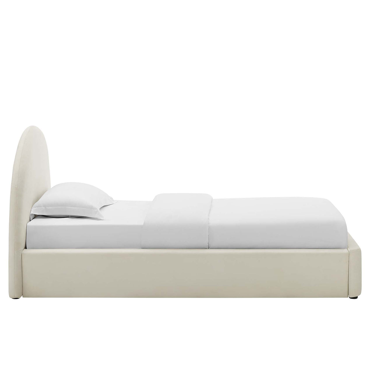 Moonrise Upholstered Velvet Twin Platform Bed, Chalk