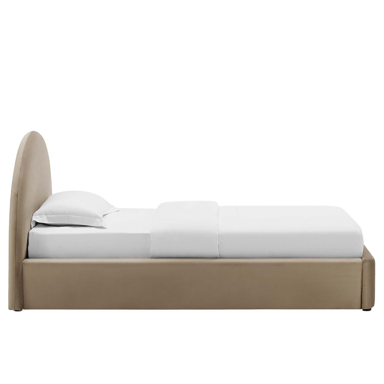 Moonrise Upholstered Velvet Twin Platform Bed, Taupe