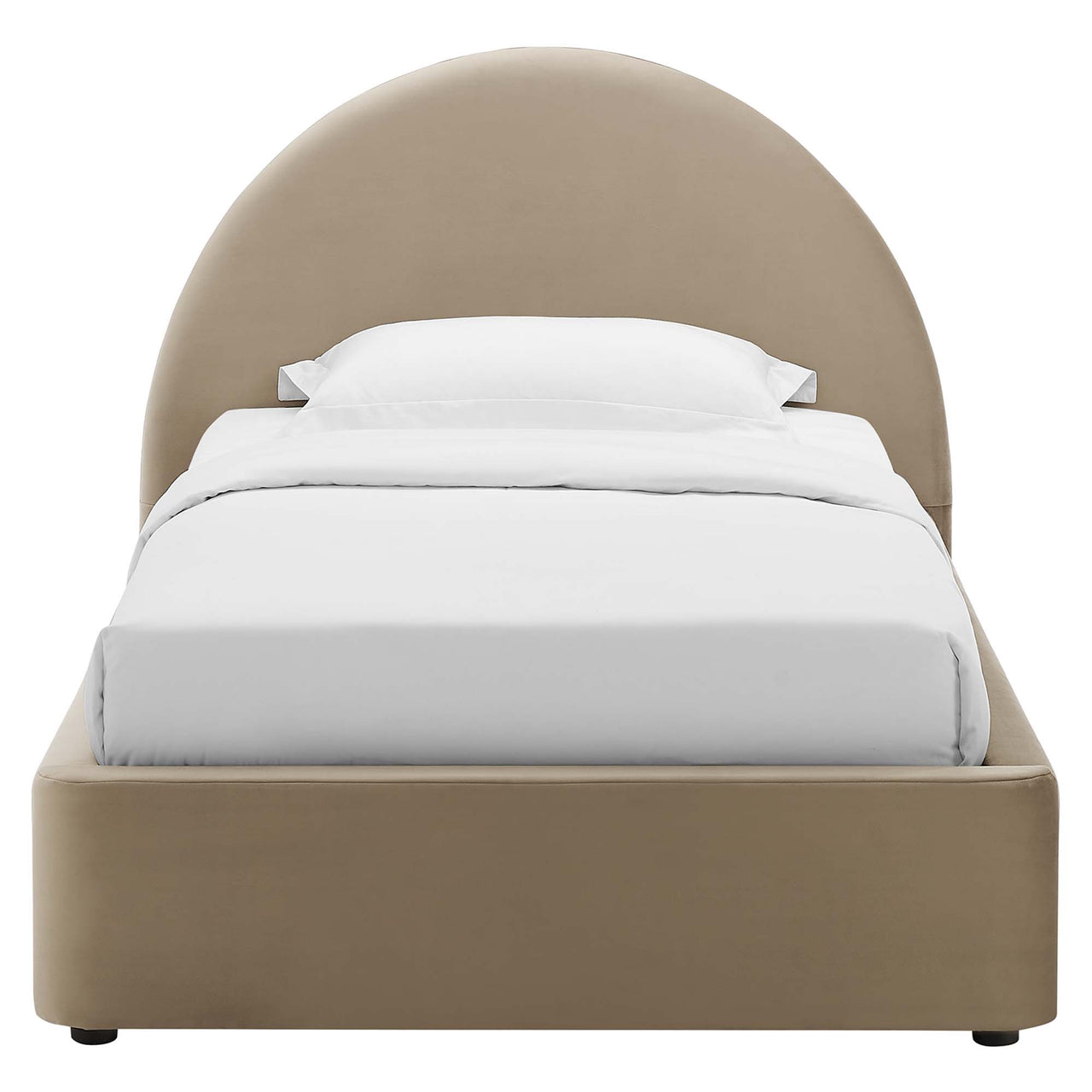 Moonrise Upholstered Velvet Twin Platform Bed, Taupe