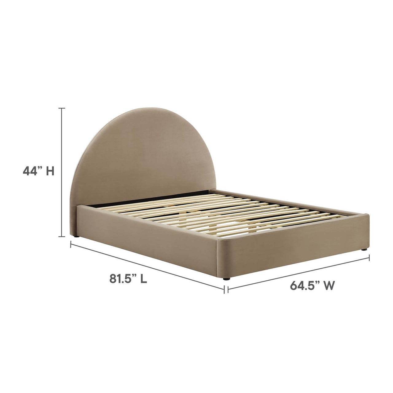 Moonrise Upholstered Velvet Full Platform Bed, Taupe
