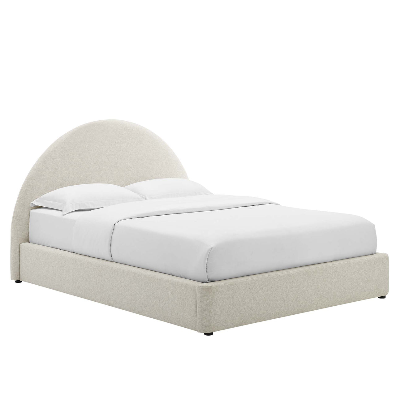 Moonrise Fabric Queen Platform Bed, Ivory